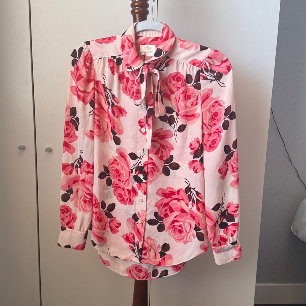 Kate Spade floral button up blouse
